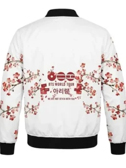 BTS Cherry Blossom White Bomber Jacket For Sale