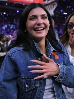 Shop Timothee Chalamet Basketball Finals 2026 Game 4 Blue Denim Jacket For Men and Women