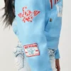 Branded Blue Varsity Faux Leather Jacket
