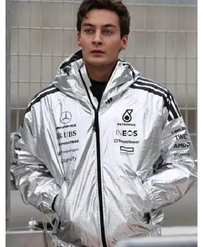 British-Racing-Driver-George-Russell-Streetwear-Silver-Jacket