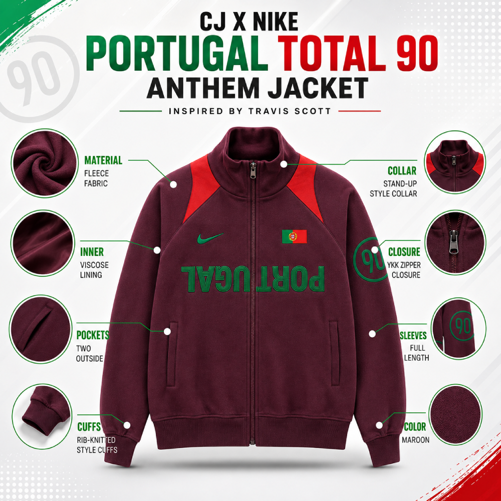 CJ x Nike Portugal Total 90 Anthem Jacket Infographic
