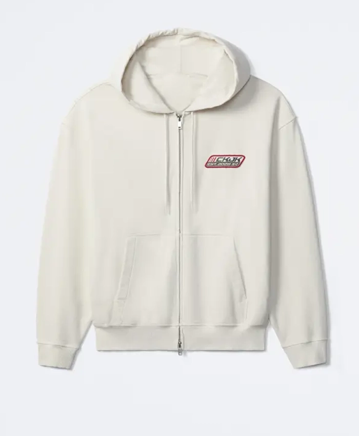 Calvin Klein Jungkook Zip-Up White Hoodie
