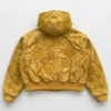 Canary Oxygen Padded Yellow Leather Zip Up Hooded Jacket