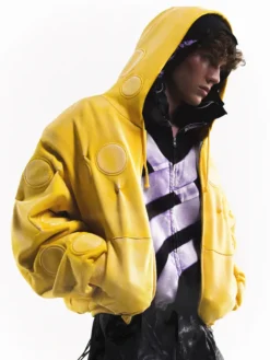 Canary Yellow Zip Up Hooded Jacket