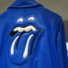 Chrome Heart Rolling Stones JJ Dean Blue Leather Jacket For Sale