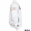 Close view of New York Knicks FISLL NBA 2026 Finals Champions Team Full-Zip White Leather Jacket