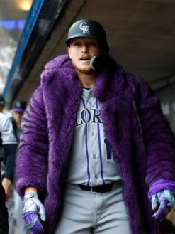 Colorado Rockies Hunter Goodman Fur Purple Coat