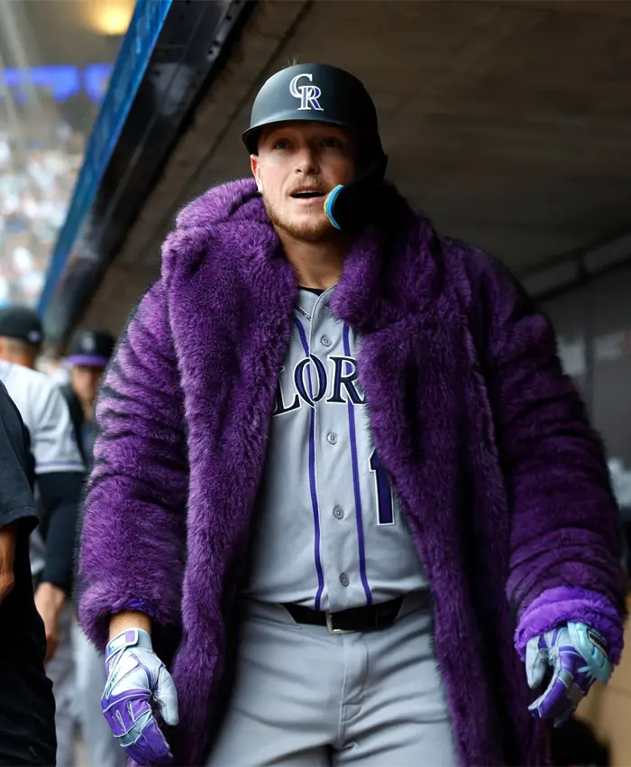 Colorado Rockies Hunter Goodman Fur Purple Coat