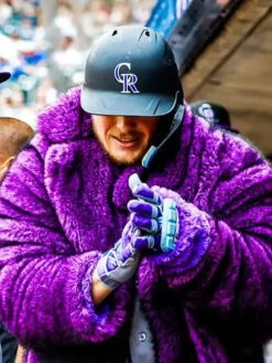 Colorado Rockies Hunter Goodman Purple Fur Coat