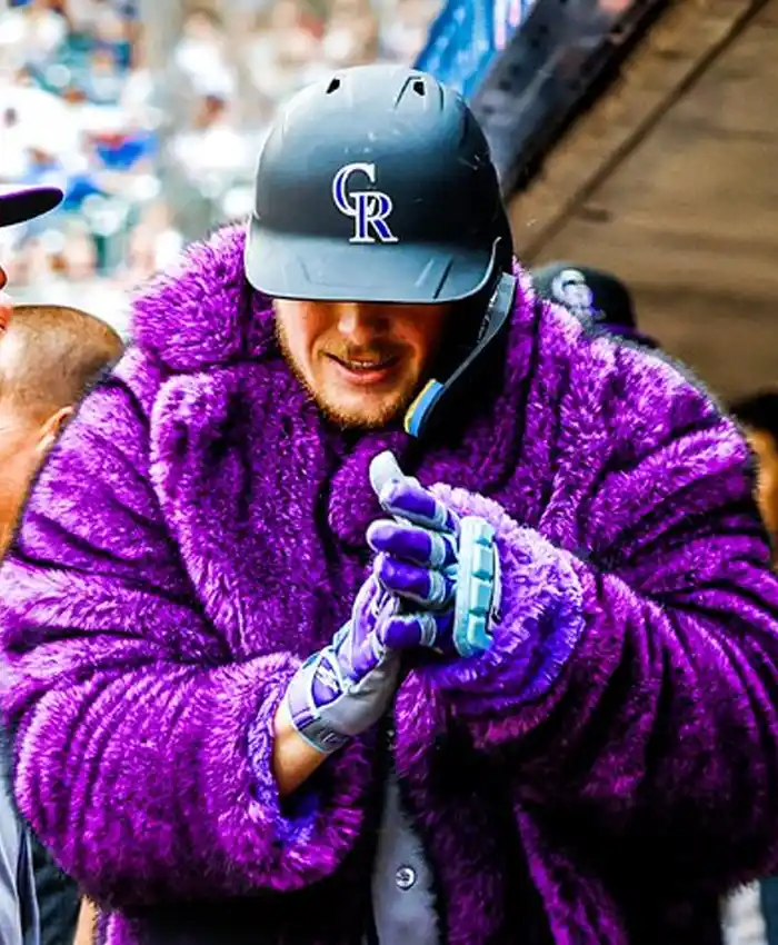 Colorado Rockies Hunter Goodman Purple Fur Coat