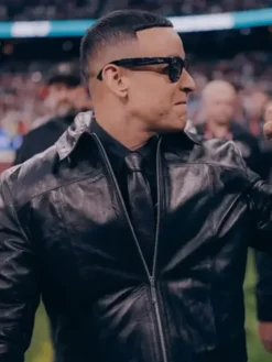 Daddy Halftime Show Yankee Black Leather Jacket
