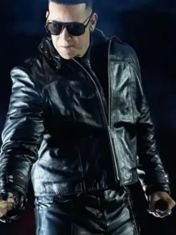 Daddy Yankee Halftime Show Black Leather Jacket