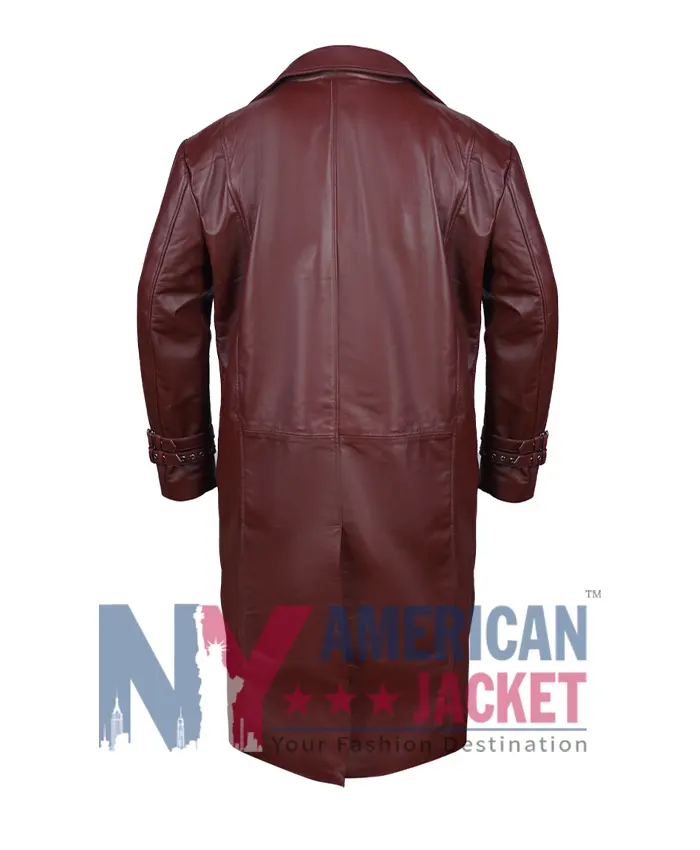 Descendants Wicked Wonderland Maddox Hatter Maroon Leather Coat Back