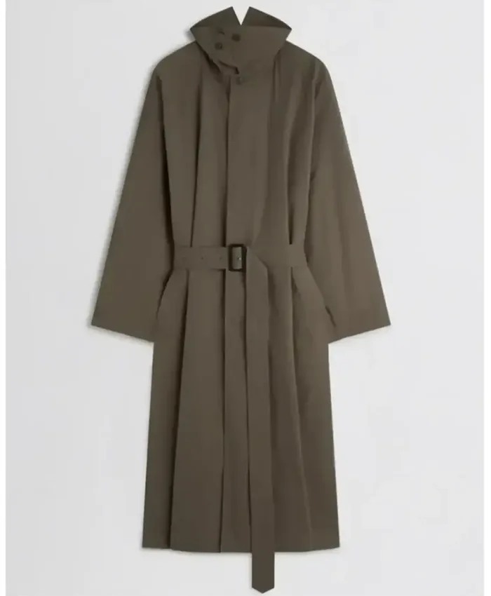 Dua Lipa London 2026 Olive Trench Coat Front