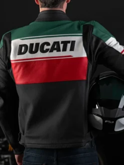 Ducati Branded Motorcycle Green And Black Leather Jacket