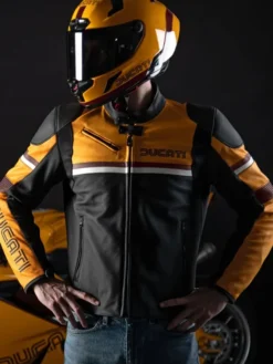 Ducati Branded Motorcycle Yellow Leather Jacket