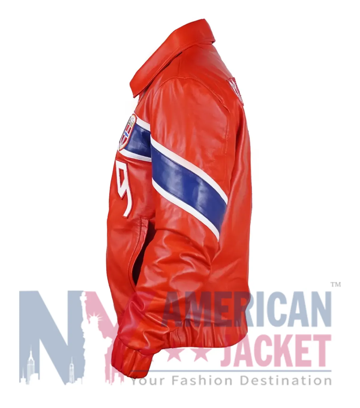 Erling Haaland Custom Norway Leather Jacket with shirt collar and zipper closure details