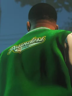 GTA 5 Franklin Adamim Green And White Varsity Jacket