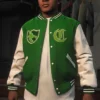 GTA 5 Franklin Adamim Varsity Green And White Jacket
