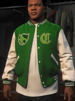GTA 5 Franklin Adamim Varsity Green And White Jacket