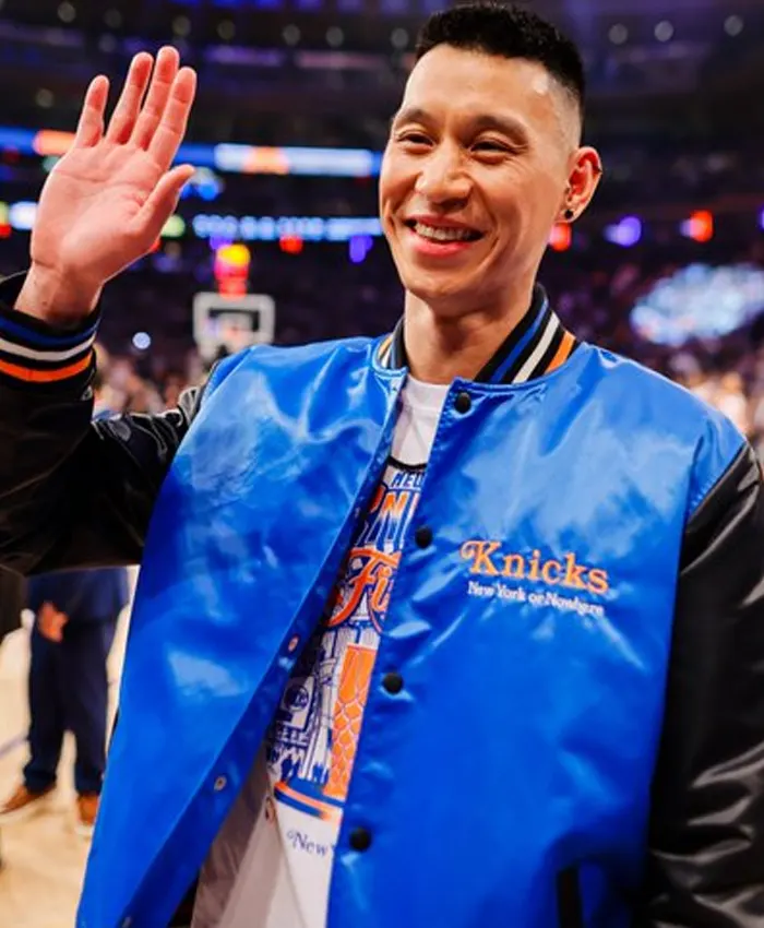 Jeremy Lin Jacket | Knicks Give And Go Satin Varsity Jacket