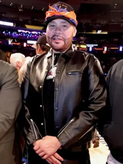 Game 3 NBA Finals Fat Joe Black Leather Jacket
