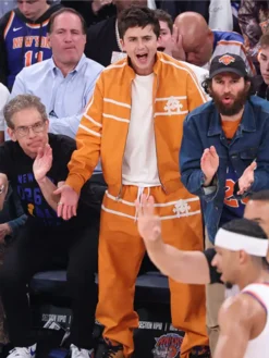 Game 3 Timothée Chalamet NBA Finals Orange Tracksuit