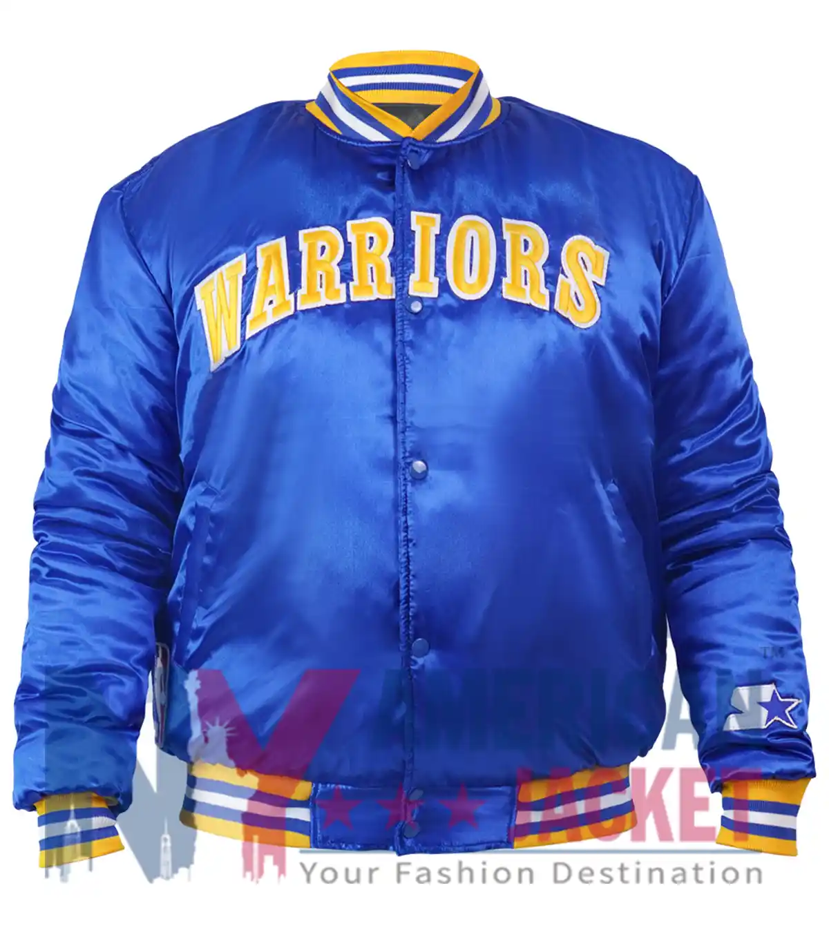 Golden State Warriors 90s NBA Satin Royal Jacket