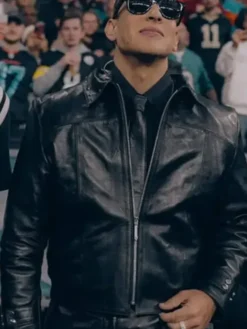 Halftime Show Daddy Yankee Black Leather Jacket
