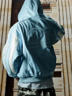 Hooded Supreme x Jordan Light Blue Jacket