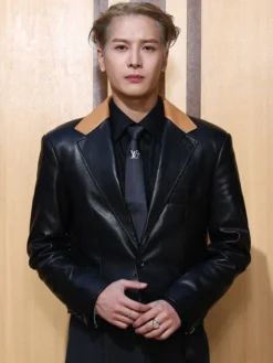 Jackson Wang Louis Vuitton SS27 Black Leather Jacket