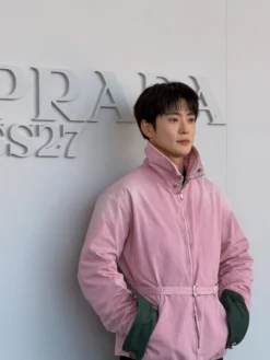 Jaehyun Prada SS27 Belted Pink Cotton Jacket