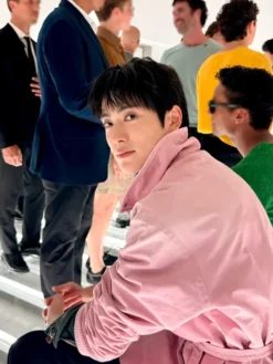 Jaehyun Prada SS27 Pink Belted Cotton Jacket