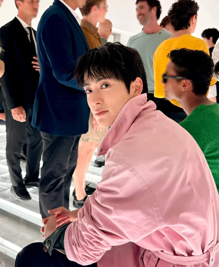 Jaehyun Prada SS27 Pink Belted Cotton Jacket