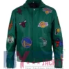 Jeff Hamilton NBA Teams Collage Green Leather Jacket