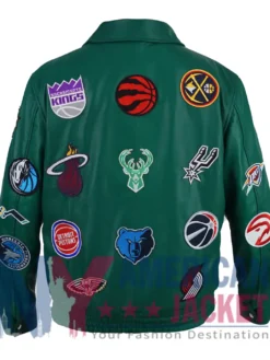 Jeff Hamilton NBA Teams Green Collage Leather Jacket