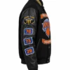 NY Knicks 2026 NBA Champions black wool and leather jacket
