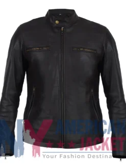 Johnny Depp Black Cafe Racer Moto Distressed Leather Jacket