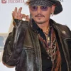 Johnny Depp Distressed Black Cafe Racer Moto Leather Jacket