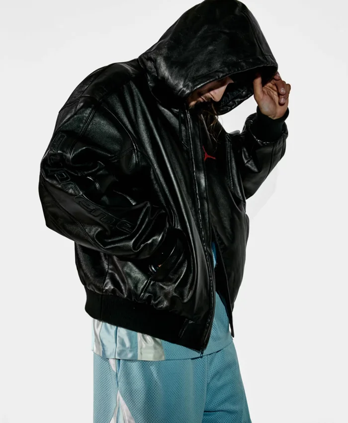 Jordan x Supreme Hooded Leather Jacket