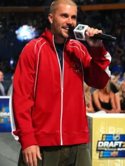 Justin Bieber Maple Leafs NHL Draft Red Jacket