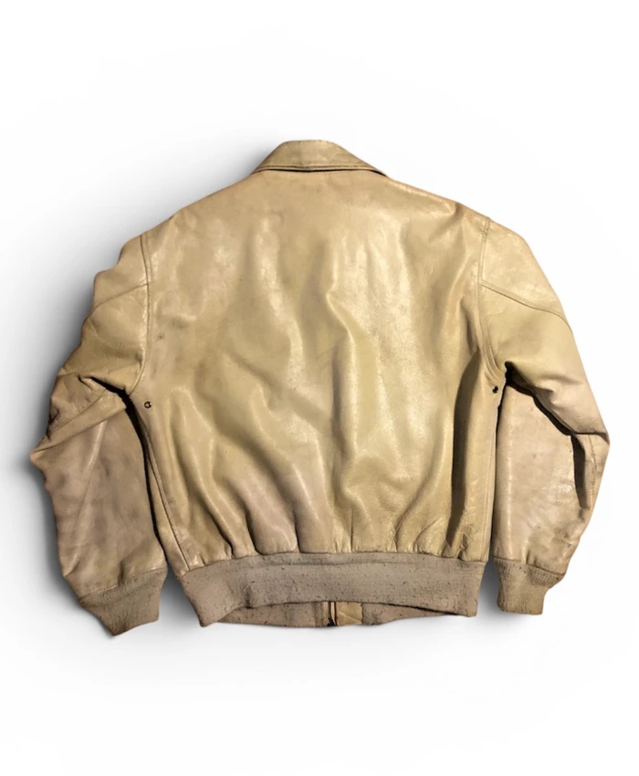 Kanye West Vintage 1980s Avirex Beige Leather Jacket - Image 3