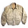Kanye West 1980s Vintage Beige Avirex Leather Jacket