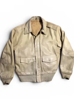 Kanye West 1980s Vintage Beige Avirex Leather Jacket