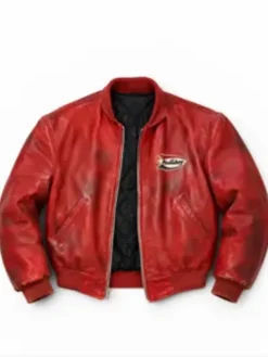 Kanye West Red Leather Jacket Front