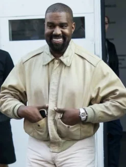 Kanye West Vintage 1980s Avirex Beige Leather Jacket