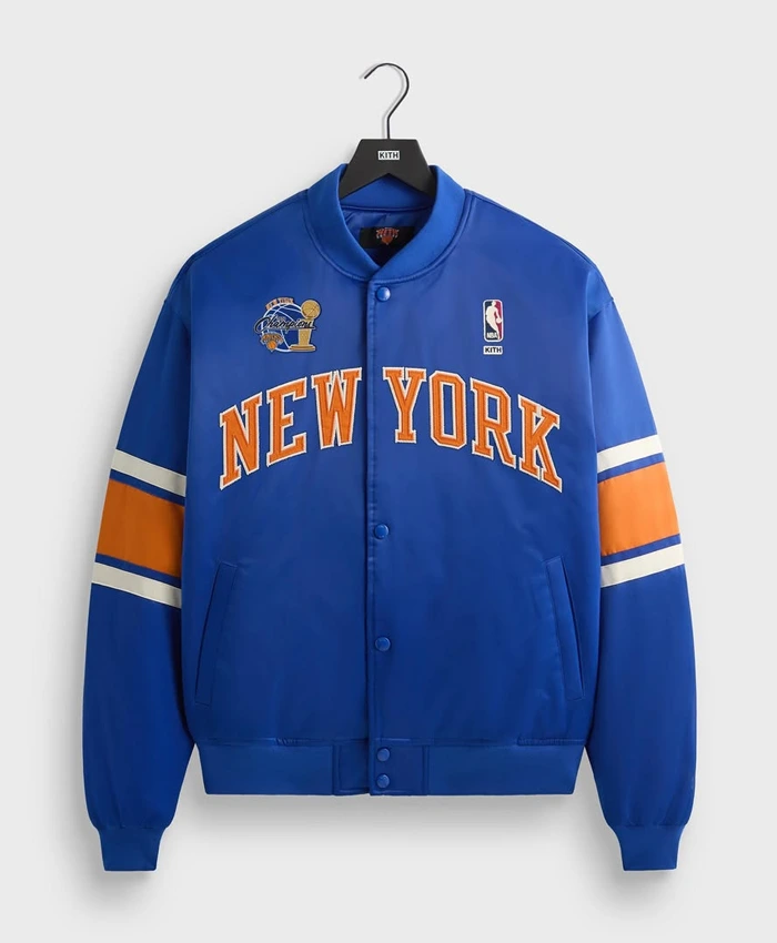 Kith New York Knicks Champions 2026 Blue Bomber Jacket