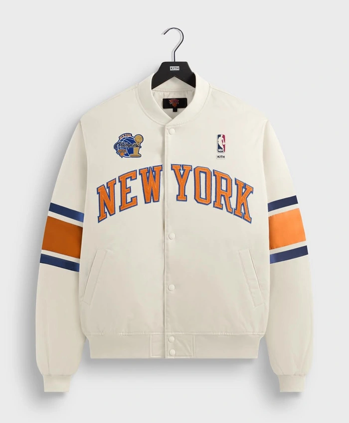 Kith New York Knicks Champions 2026 White Bomber Jacket