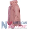 Leather Jacket With Fur Pink Front Open Hem With Fur Cuffs