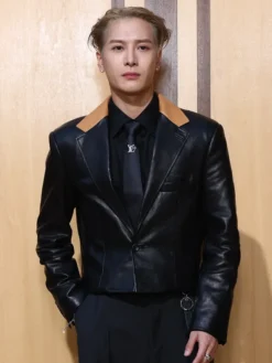 Louis Vuitton SS27 Jackson Wang Black Leather Jacket
